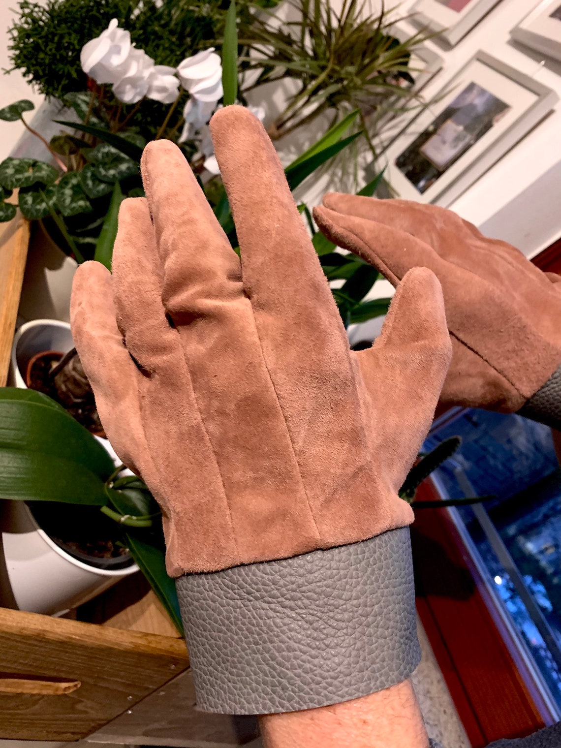 Gardening Gloves Gift for men Suede Leather Gloves Etsy