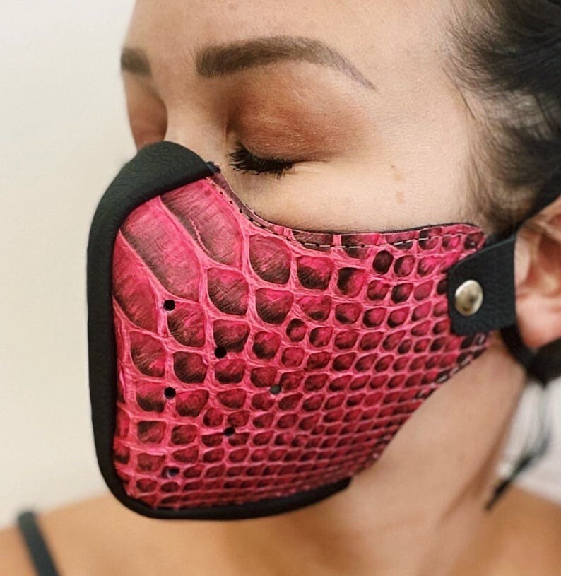 Python face mask real python face mask leather face mask Etsy