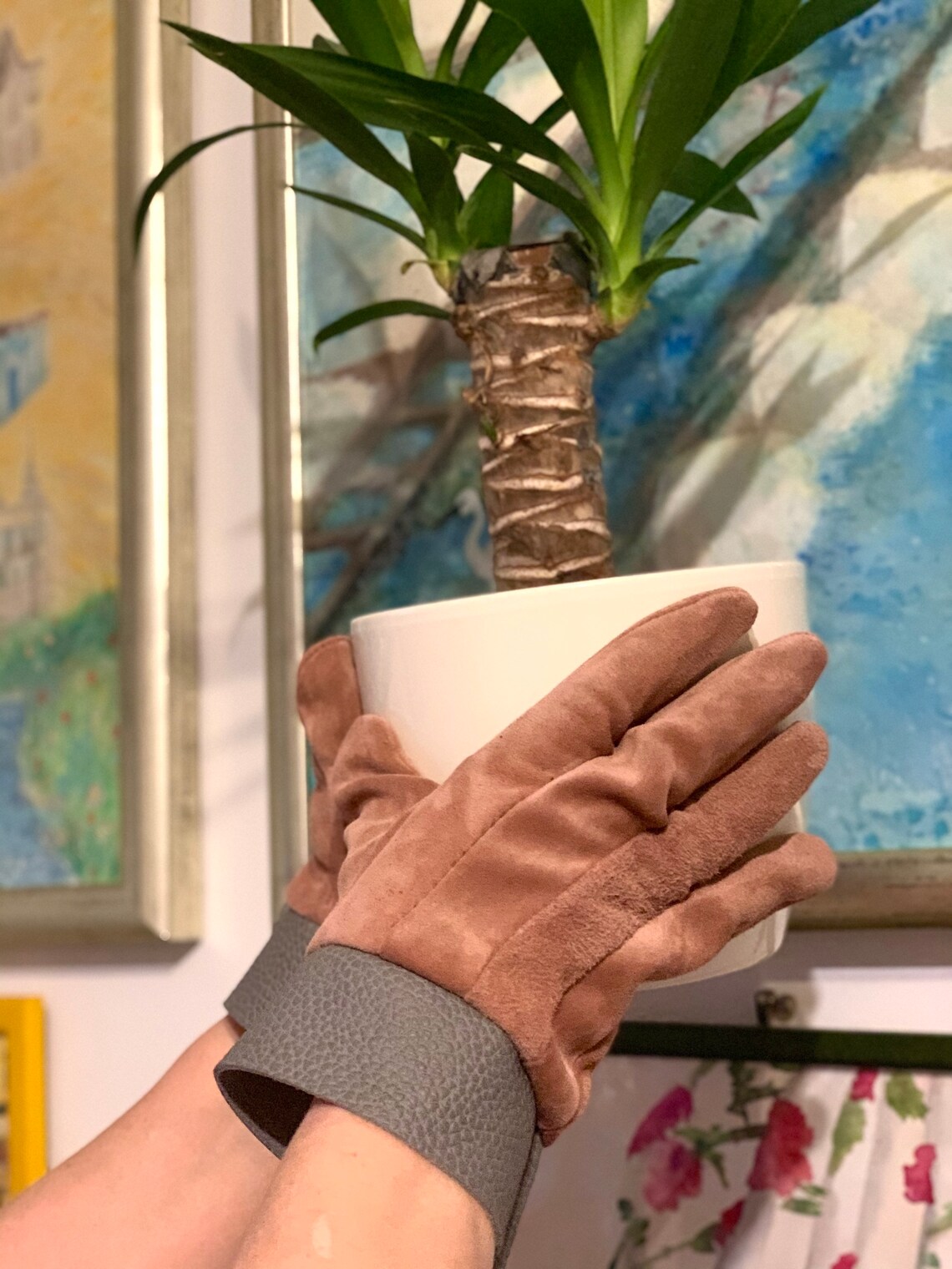 Gardening Gloves Mothers Gift Suede Leather Gloves Etsy