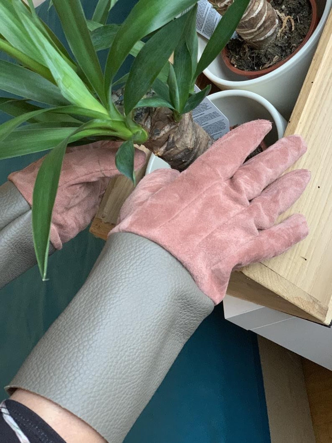 Gardening Gloves Mothers Gift Suede Leather Gloves Etsy