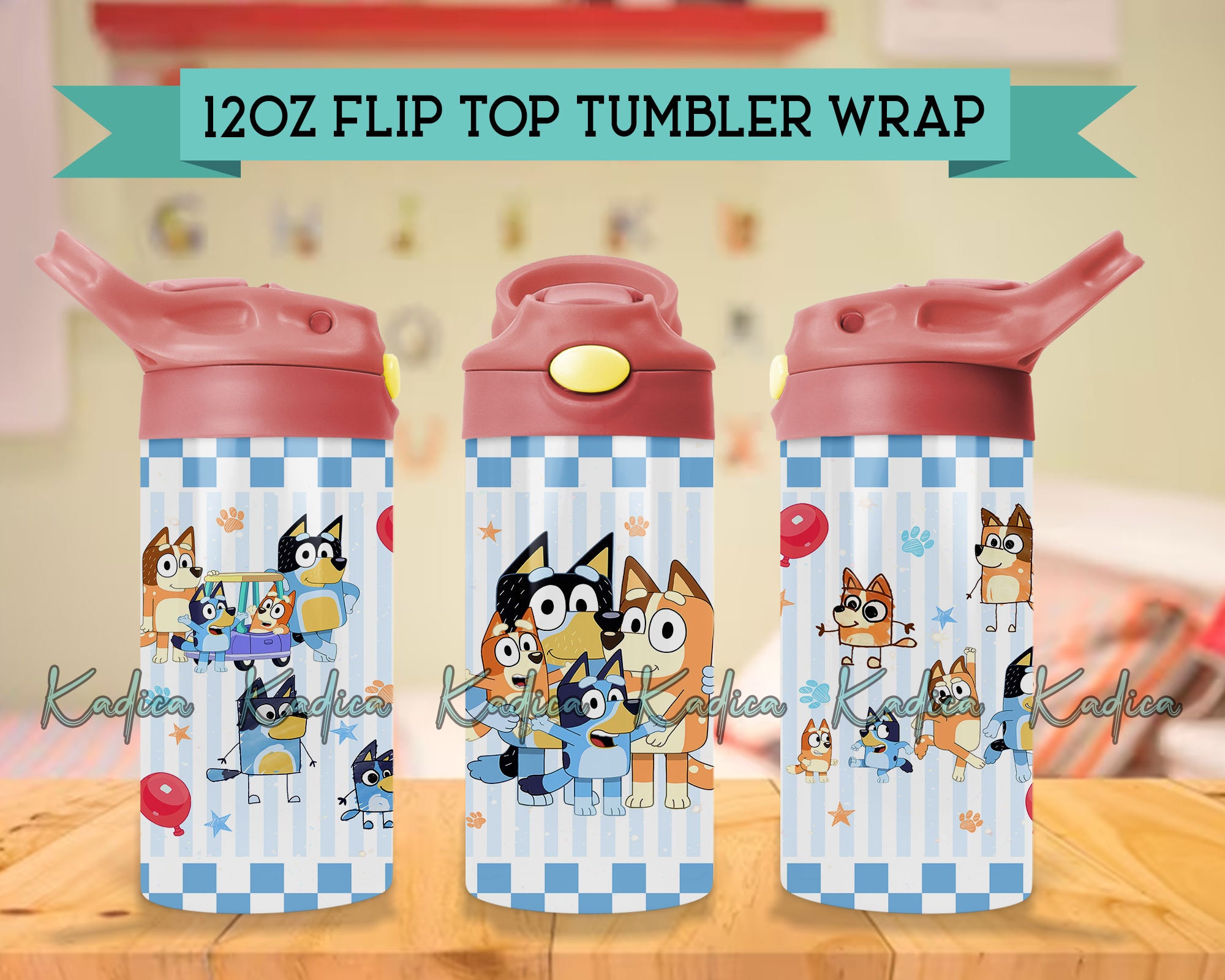 12oz Sippy Kid Cup, Bluey kid cup, straight sided kid cup, Bluey sippy cup,  Bluey sublimation, kid cup sublimation, p