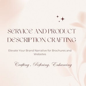 Strategischer Service und Produktbeschreibung Crafting: Elevate Your Brand Narrative für Broschüren und Websites