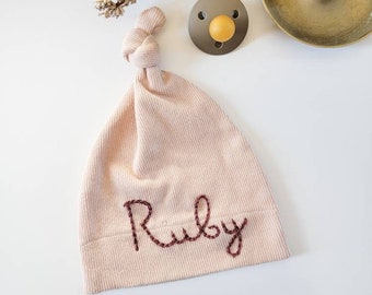 personalized baby hat, hand embroidered hat, newborn hat, coming home hat