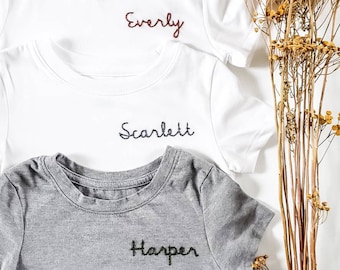 Custom name shirt| kids name shirt| hand embroidered shirt| personalized kids tee| childrens tshirt| personalized name tshirt