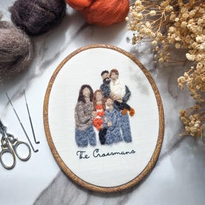 Custom needle felt, family potrait art, personalized embroidery, family keepsake