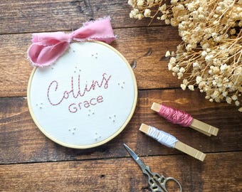 Hand Embroidered Name Hoop | Personalized Nursery Decor
