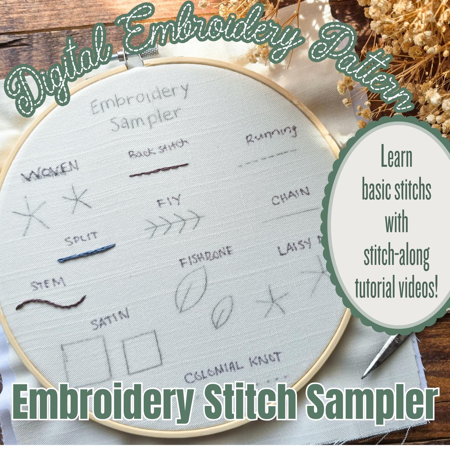 Embroidery Stitch Sampler Pattern | Basic Hand Stitches (digital ...