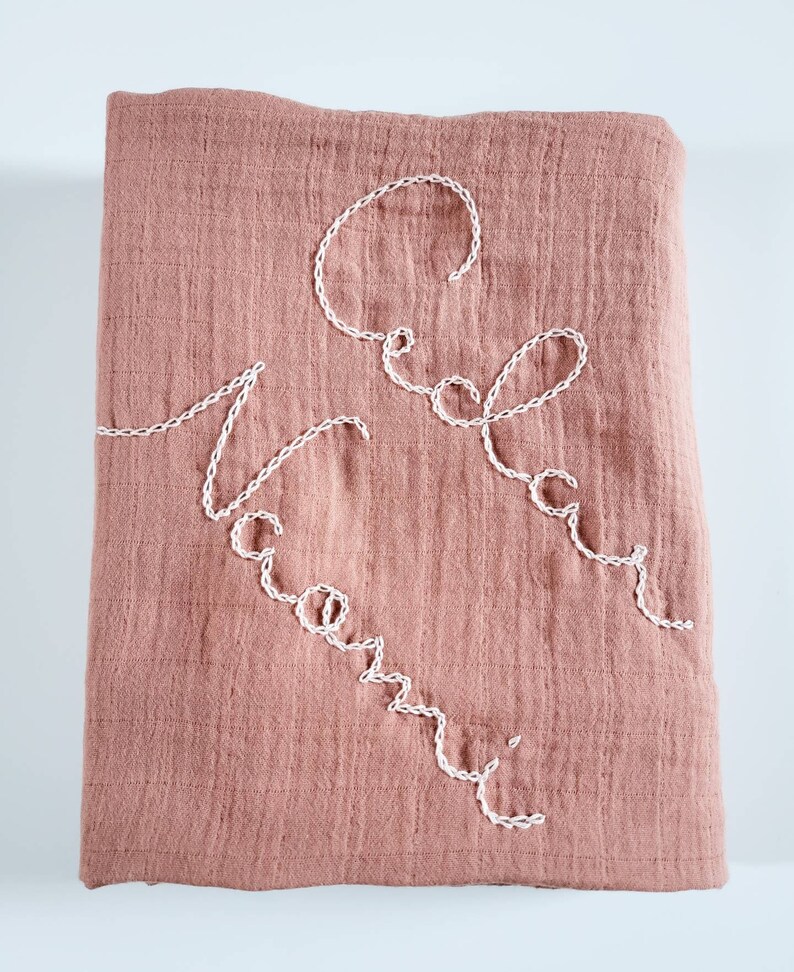 Personalized Swaddle Blanket Hand Embroidered Blanket Etsy