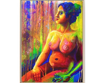 La Mujer - Impresión en lienzo mate, enmarcada (multicolor)