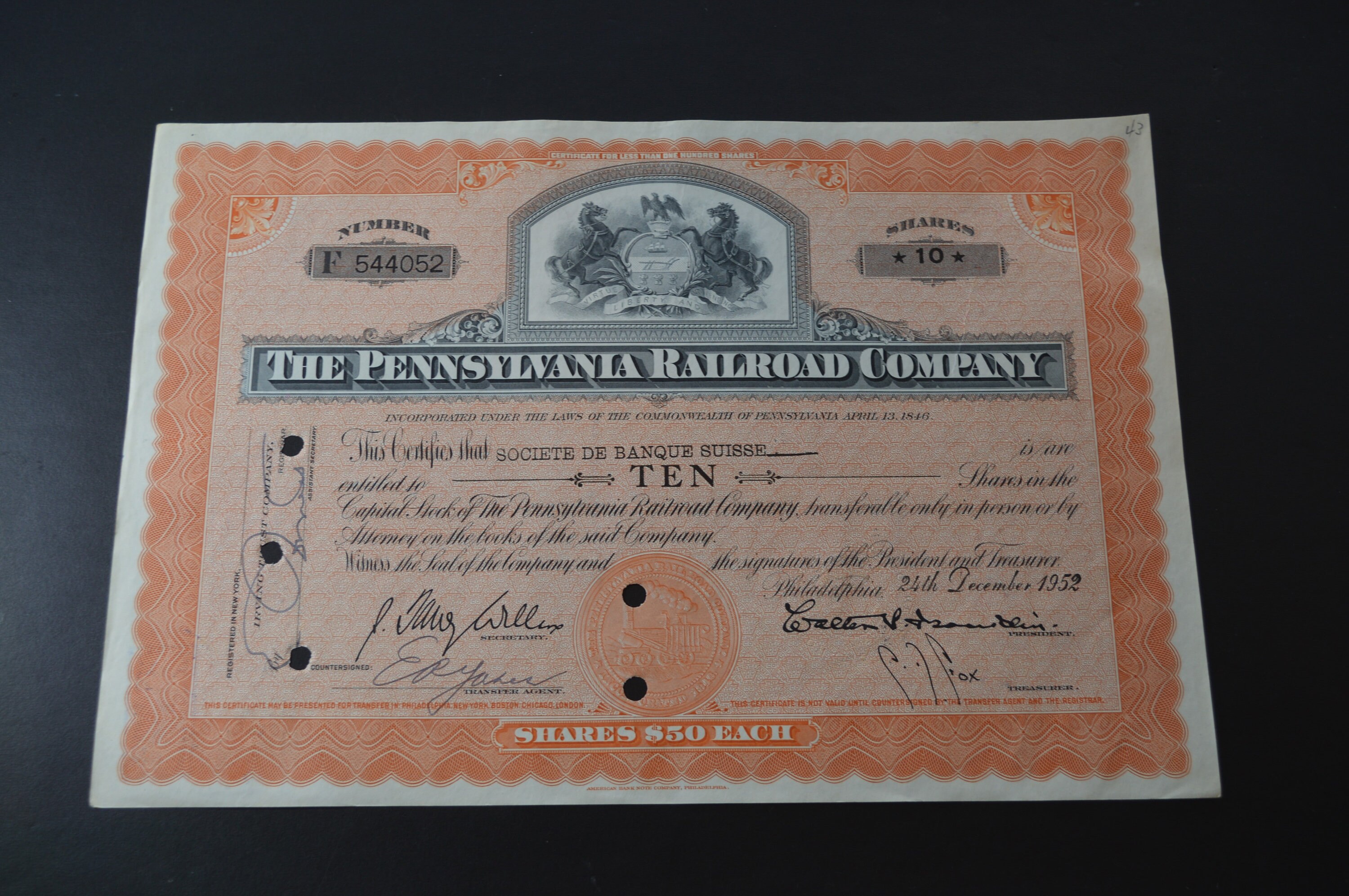 The Pennsylvania Railroad Company Stock Certificates Etsy 日本