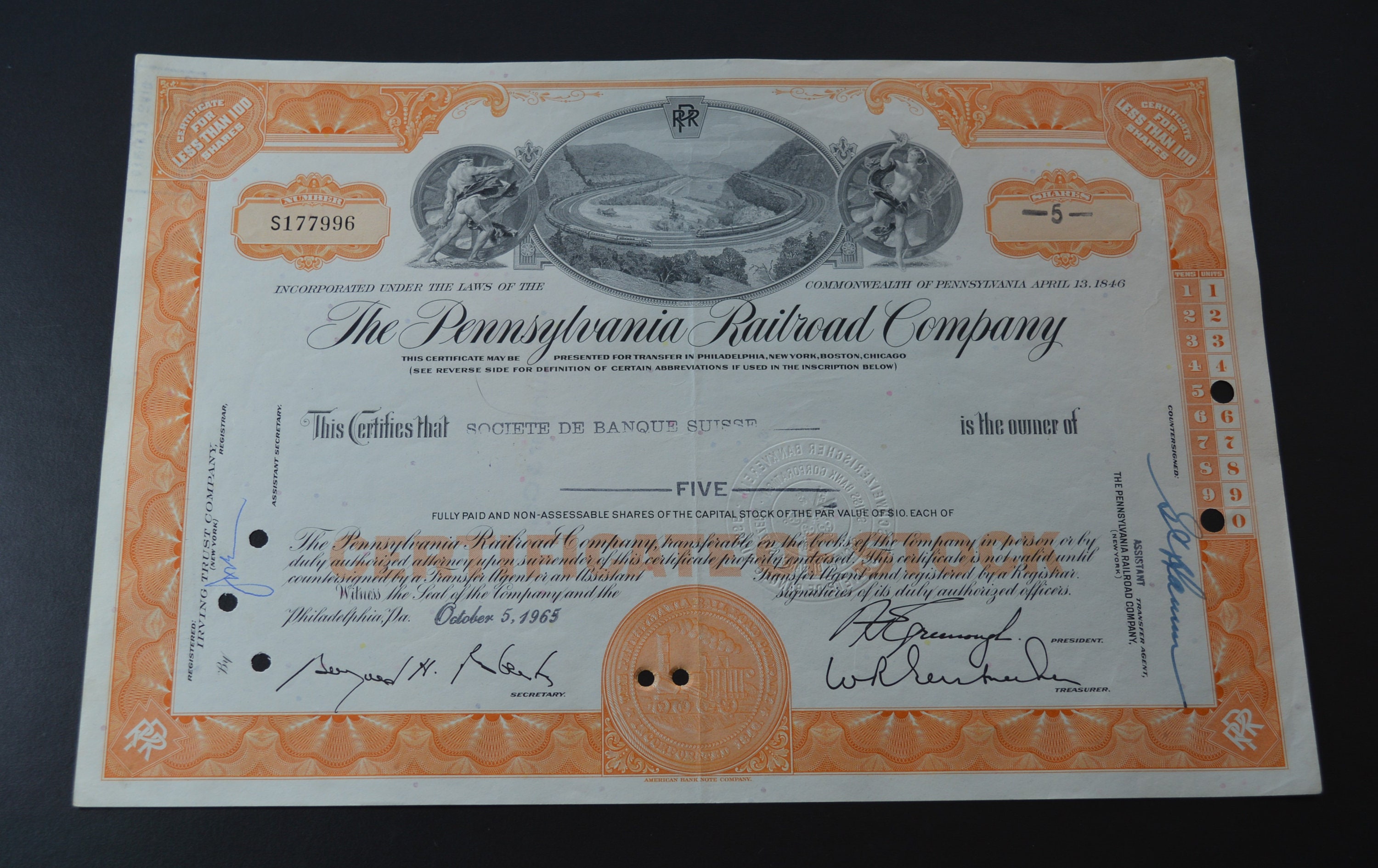 The Pennsylvania Railroad Company Stock Certificates Etsy