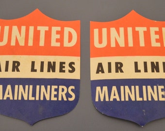 United Airlines &quot;Mainliners&quot; Luggage Sticker (1940/50s) (2-Pack)