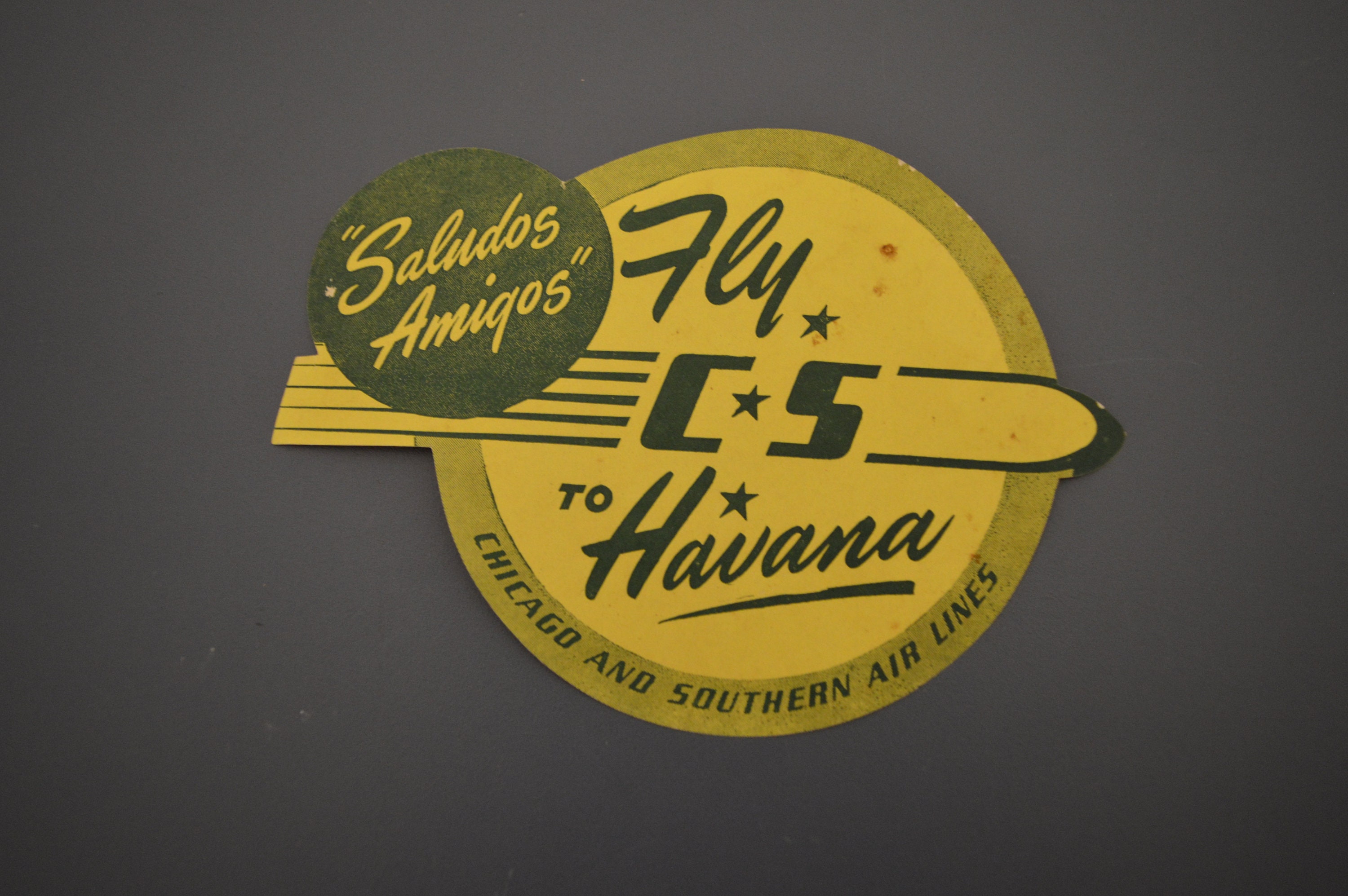 Chicago and Southern Airlines "To Havana" Luggage Sticker (1930/40s)
