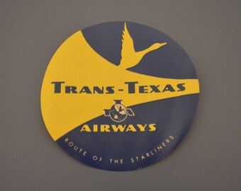 Trans-Texas Airways &quot;Route of the Starliners&quot; Luggage Sticker (1940/50s)