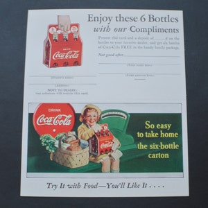Coca Cola Werbekarte (1930-40er Jahre)