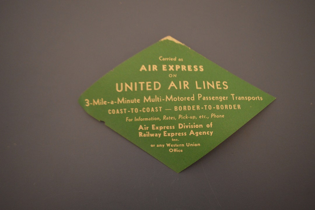 United Airlines Air Express Label 1940/50s Etsy