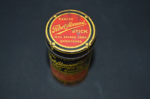 Zenith Tibet Almond Stick Scratch Remover Advertising Tin & Contents Vintage