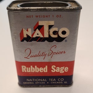 Vintage Natco Rubbed Sage Spice Tin