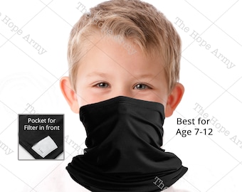 Zilosconcy Kids Adjustable Drawstring Neck Face Cover Scarf Boys Sun Protection Outdoors Neck Gaiter Headband Boy Girl Balaclava Outdoors Dustproof Lightweight