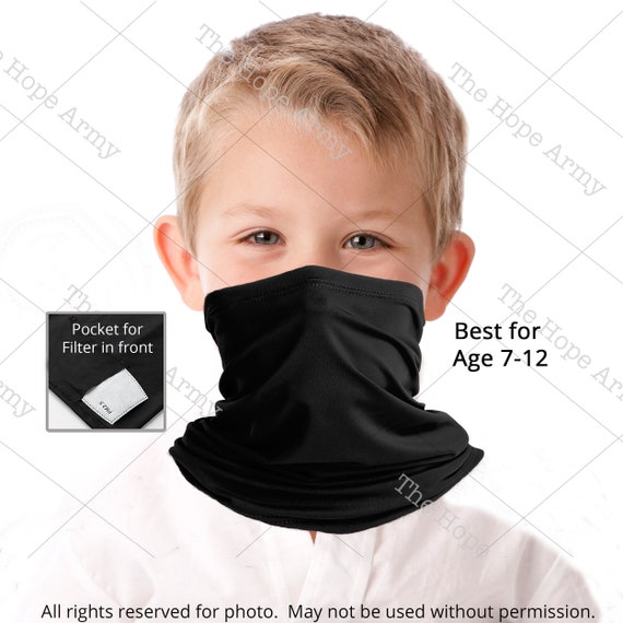 Black Neck Gaiter For Kids with Filter Pocket Kids Gaiter Etsy