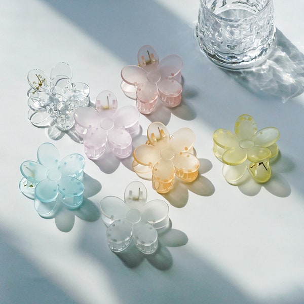 Matte Clear Flower Hair Clips, Women Hair Claws, Lovely Flower Hair Clamp for Girl, Girlish Hair Clip Claws, Hair Accessories, Gift for Her
