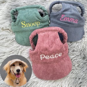 Custom Embroidered Pet Baseball Cap - Personalized Dog or Cat Name Corduroy Hat - Small to Large Sizes - Unique Pet Gift, Puppy Fashion