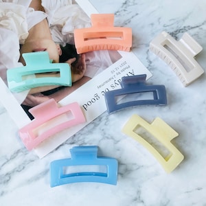 Translucent texture hair clips, Pure color Hair Claw, Big Rectangle Hair Clamp For Girl, Girlish Hair Clip, Hair Accessories