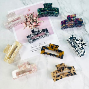 Tortoise Rectangle Hair Claw, Hair Clamp For Girl, Girlish Hair Clip,Hollow Rectangle Hair Claw Clips, Hair Claw Clip,Hair Accessories