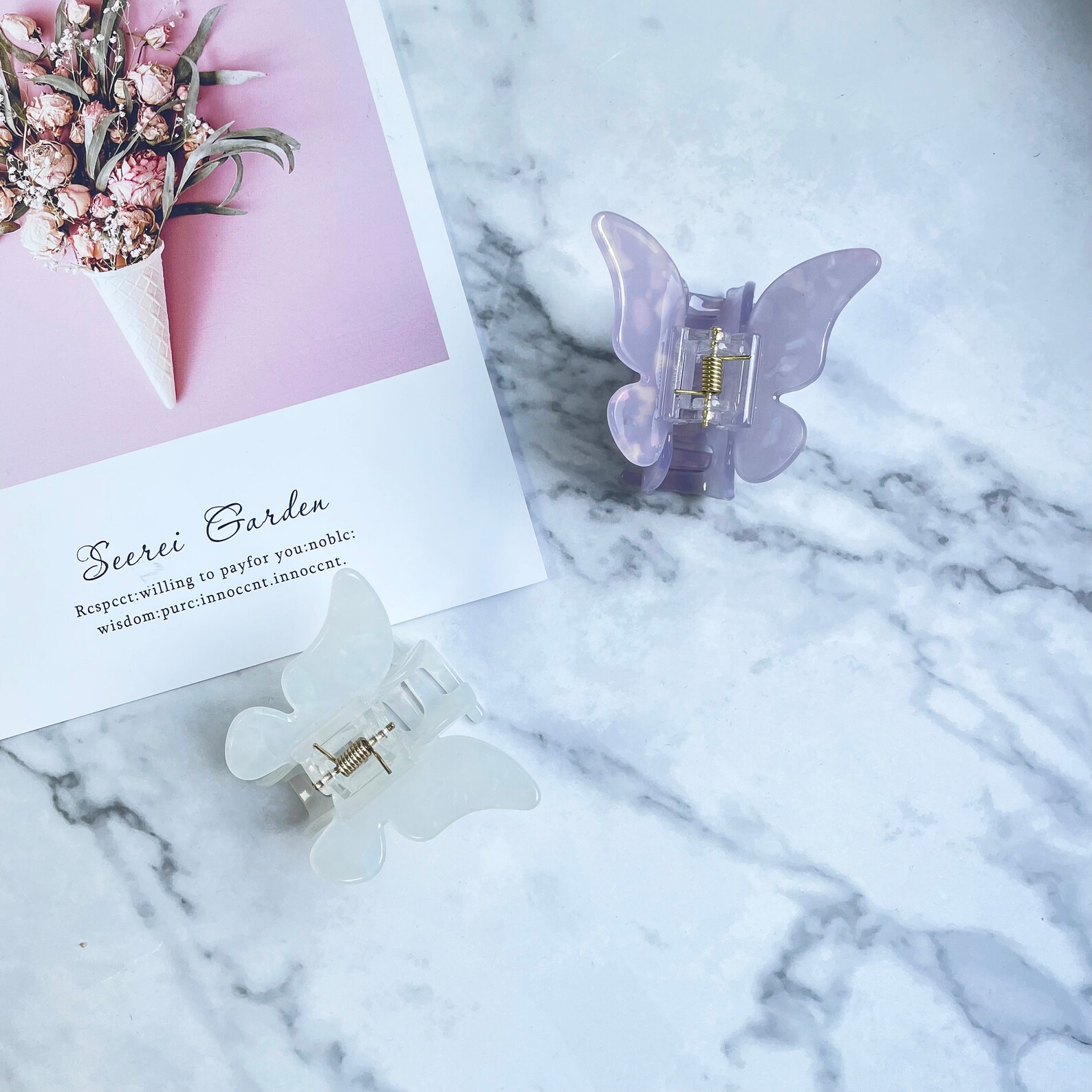 White Purple Butterfly Hair Clips Simple Butterfly Hair Claw Etsy