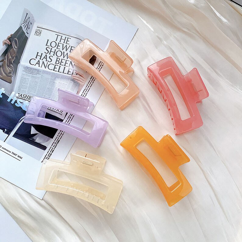 Large Jelly Color Hair Claw Clips Women Hair Claw Big Etsy