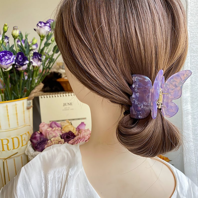 White Purple Butterfly hair clips Simple butterfly Hair Claw Etsy