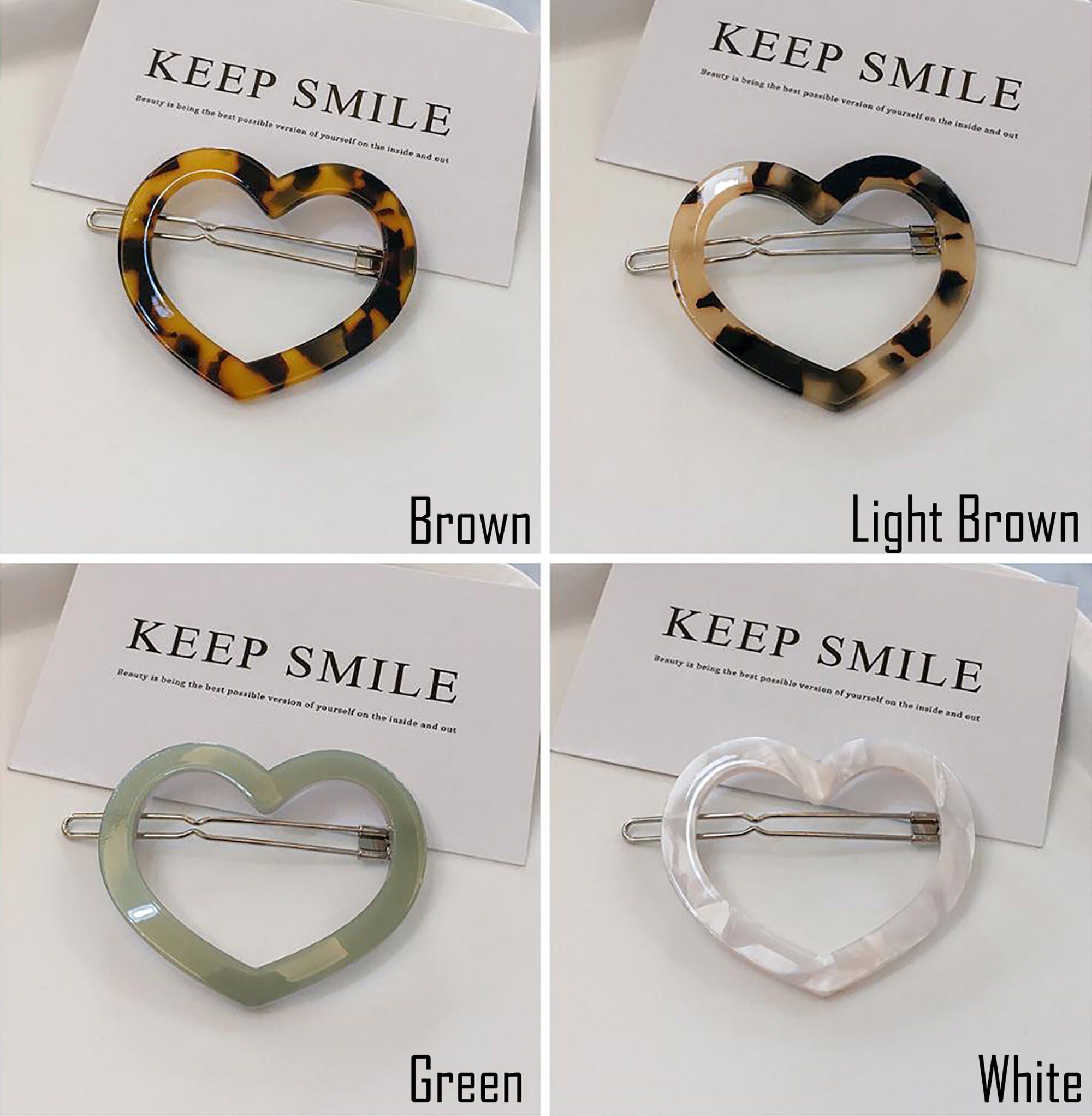 Heart Tortoise Hair clips Cute Heart Hair pin for Girl Etsy