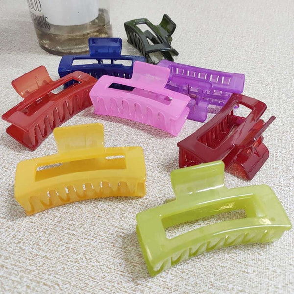 Candy Color Hair Claw Clips for Women, Fluorescent Color Hair Claw Clip, Rectangle Hair Clamp, Girls Hair Clips, Hair Accessories