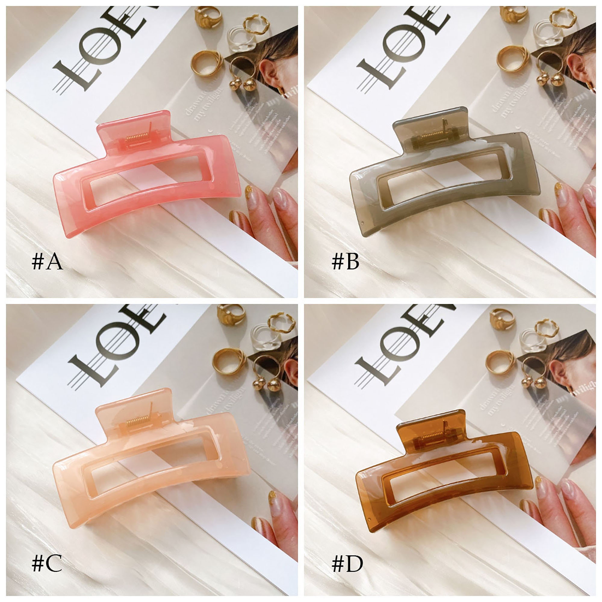 Large Jelly Color Hair Claw Clips Women Hair Claw Big Etsy
