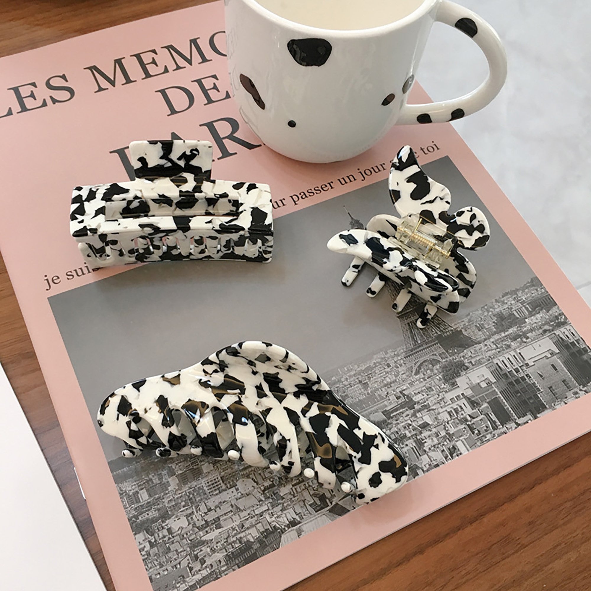 Cow Series Hair Claws for Women, Resin Hair Claw Clip, Cow Hair Clamp For Girl, Girlish Hair Clip, Hair Accessories, Girls Gift