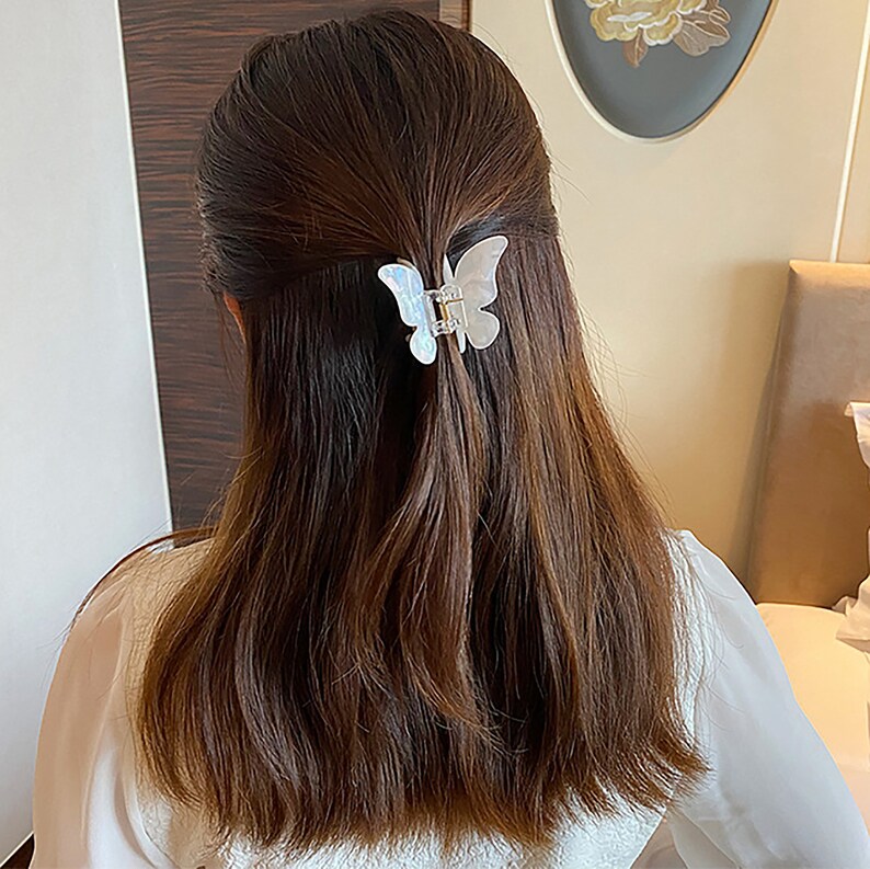 White Purple Butterfly hair clips Simple butterfly Hair Claw Etsy