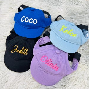 Embroidered Cotton Pet Cap with name, Personalized Dog Cat Name Beach Hat, Adjustable Pet Baseball Cap, Puppy Travel Hat, Pet lover Gift