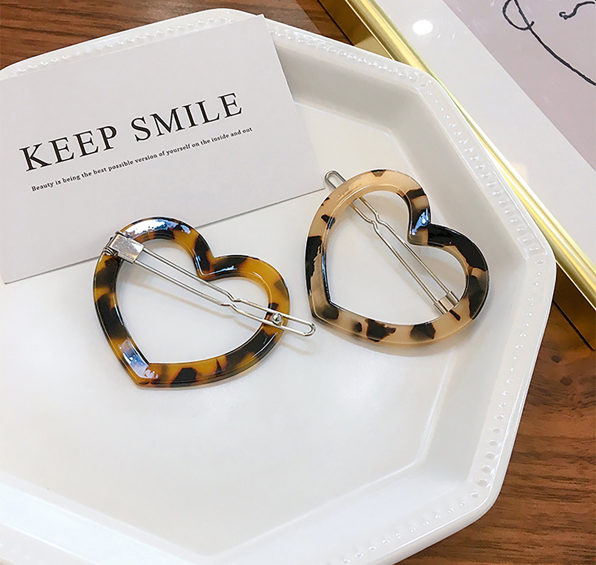 Heart Tortoise Hair clips Cute Heart Hair pin for Girl Etsy