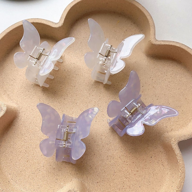 White Purple Butterfly hair clips Simple butterfly Hair Claw Etsy