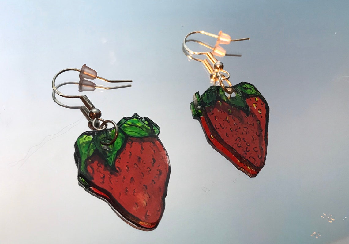 Strawberry Earrings Etsy