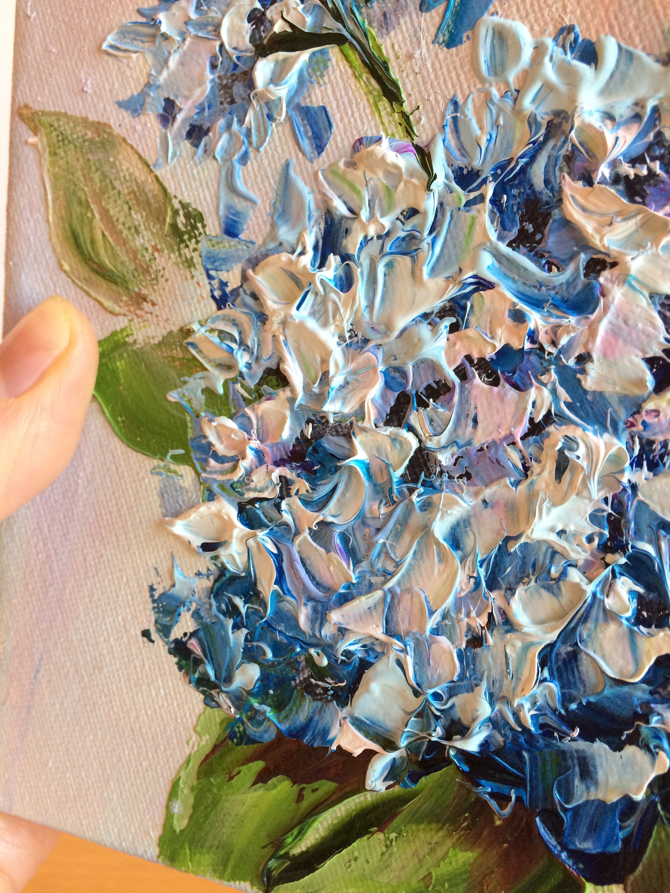 Hydrangea Flower Oil Painting Mini Original Canvas Floral Artwork Small ...