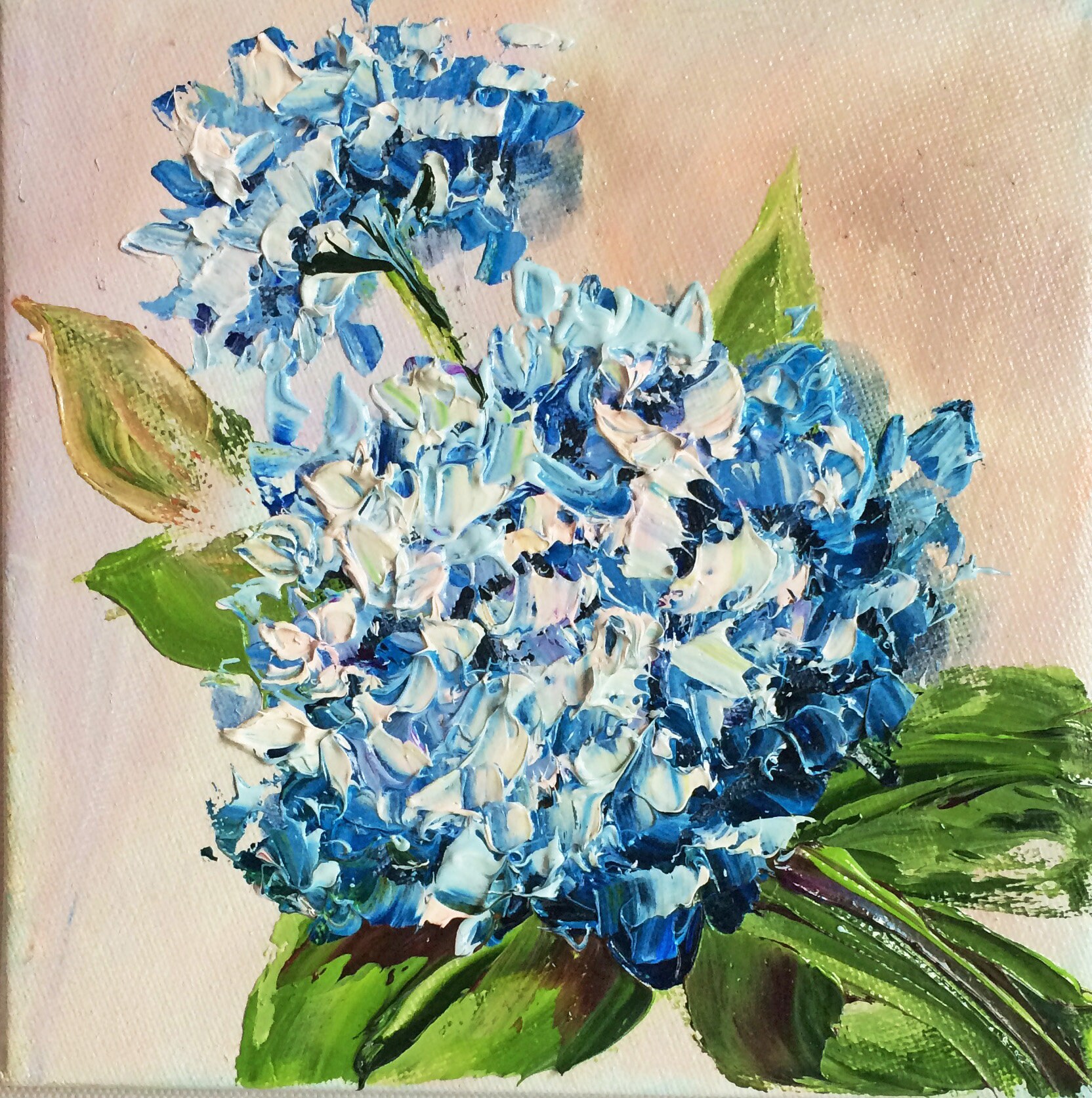 Hydrangea Flower Oil Painting Mini Original Canvas Floral Artwork Small ...