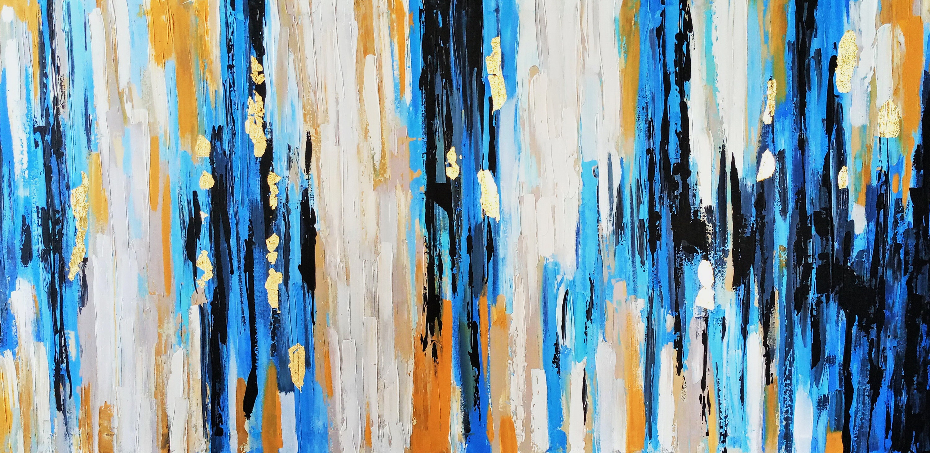 Stripe Abstract Art Acrylic Painting on Canvas Yellow & Blue Etsy UK