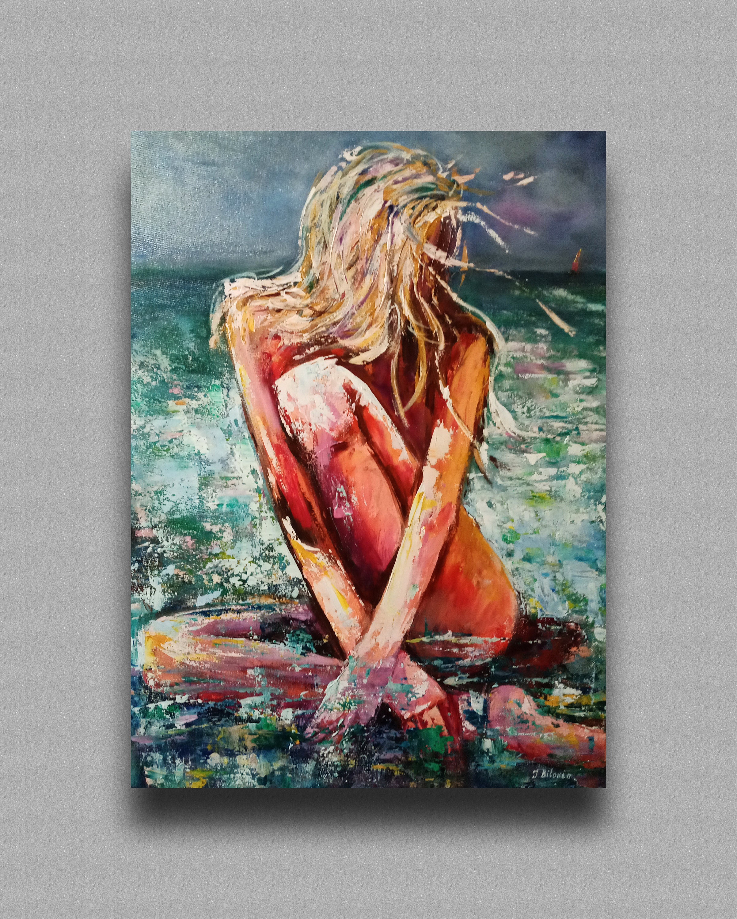 Mujer desnuda Lienzo original pintura Desnuda femenina Océano Paisaje  marino Playa Mujer arte contemporáneo Figura abstracta Chica desnuda Arte  erótico costero - Etsy España