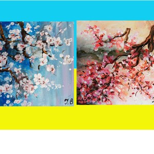 Cherry blossom Printable wall art set of 2 Digital file Ukraine Blooming tree Wall art set digital Ukrainian shops Download digital JPG