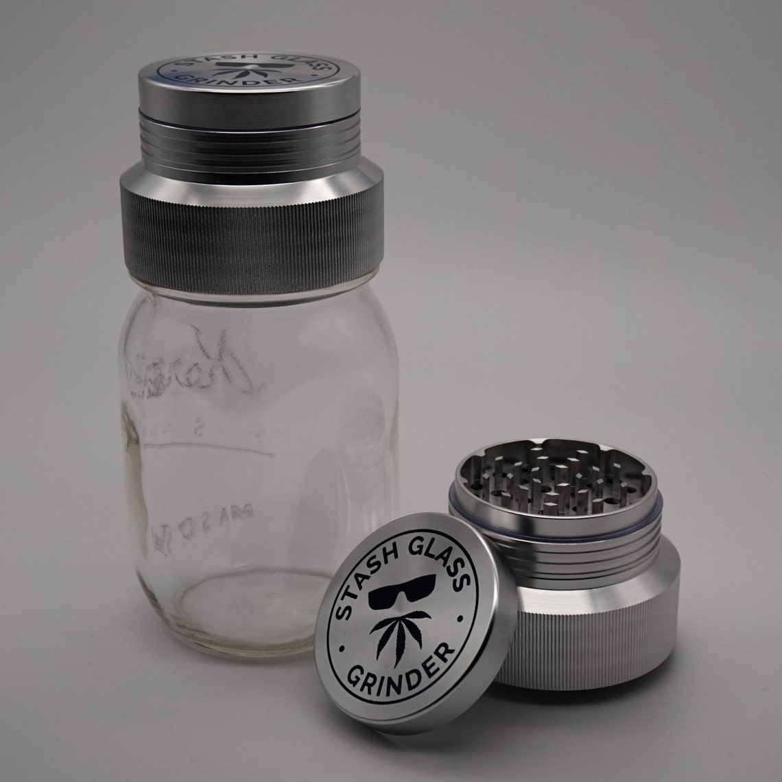 Stash Glass Grinder & 8oz Jar Etsy