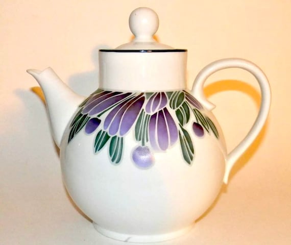 Dansk Eden Portugal Porcelain Coffee Pot Purple Green Floral