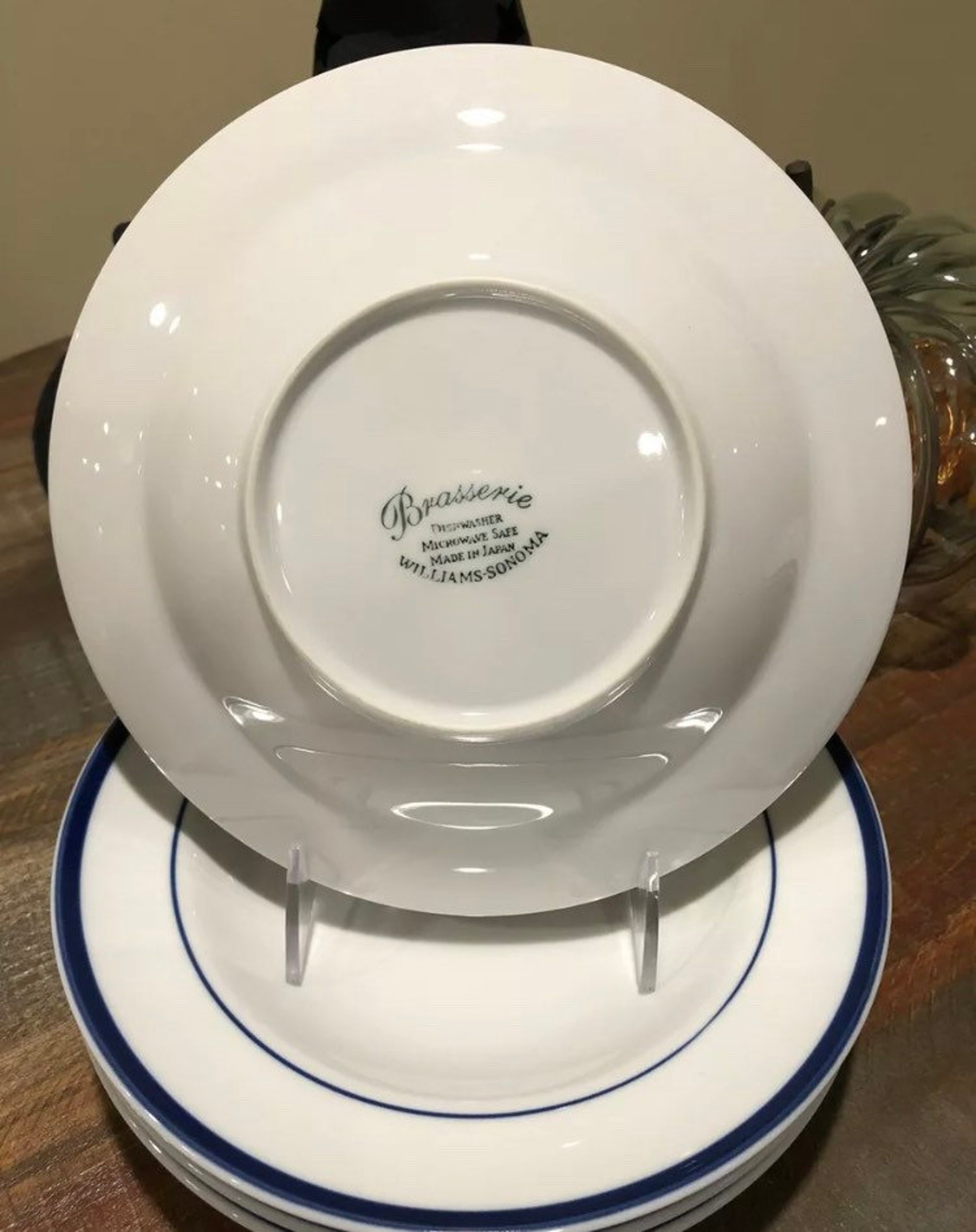 5 Williams Sonoma BRASSERIE 9 Blue Rim Soup/Pasta Bowls Etsy
