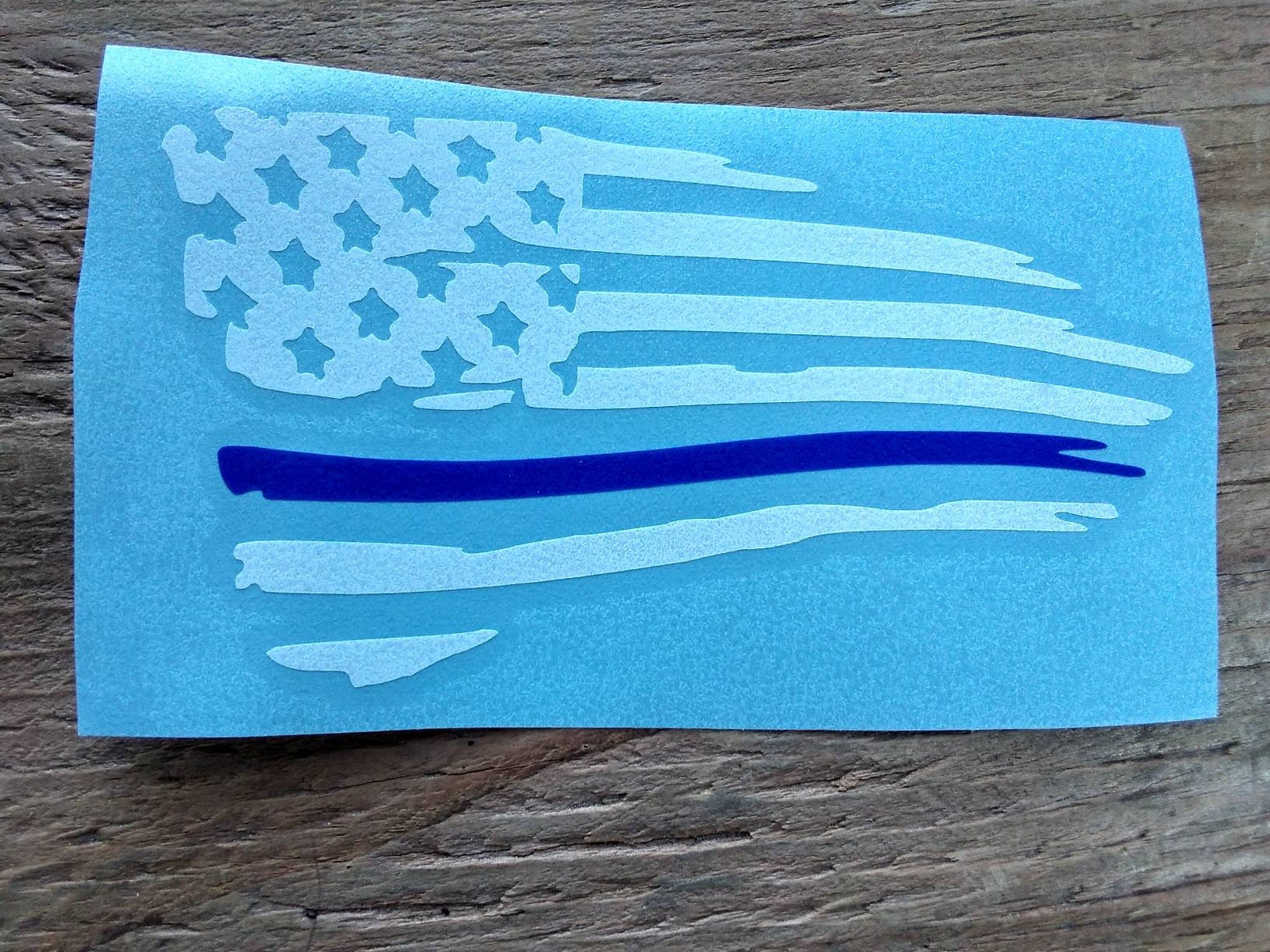 Thin Blue Line Tattered Distressed American Flag Back The Etsy