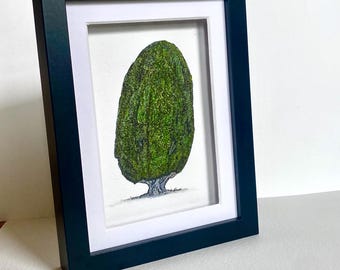Yew Tree One | Original ink and watercolour, fine detail illustration. Tree Artist MSillo. Beautiful tree all artwork.
